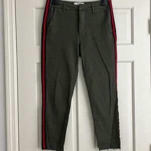 Pistola Army Green Cotton Pant with Red/Navy Stripe